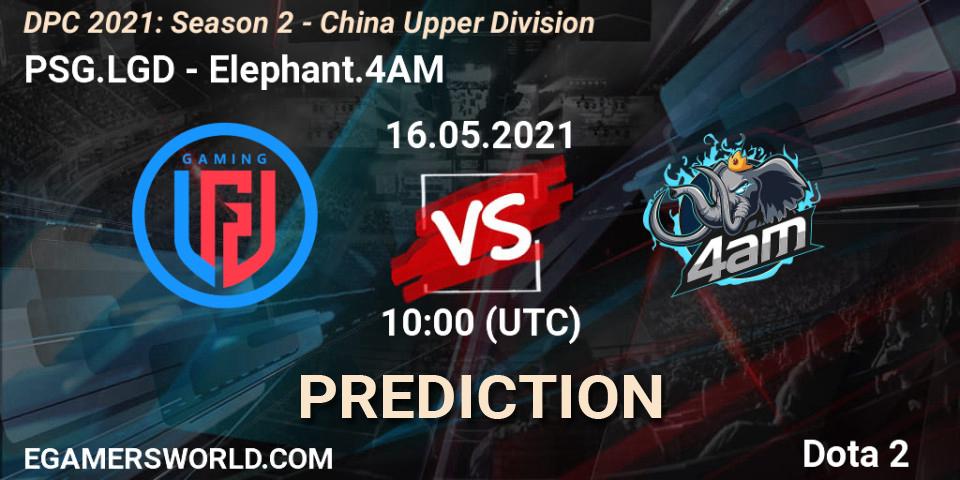 PSG.LGD - Elephant.4AM: прогноз. 16.05.21, Dota 2, DPC 2021: Season 2 - China Upper Division