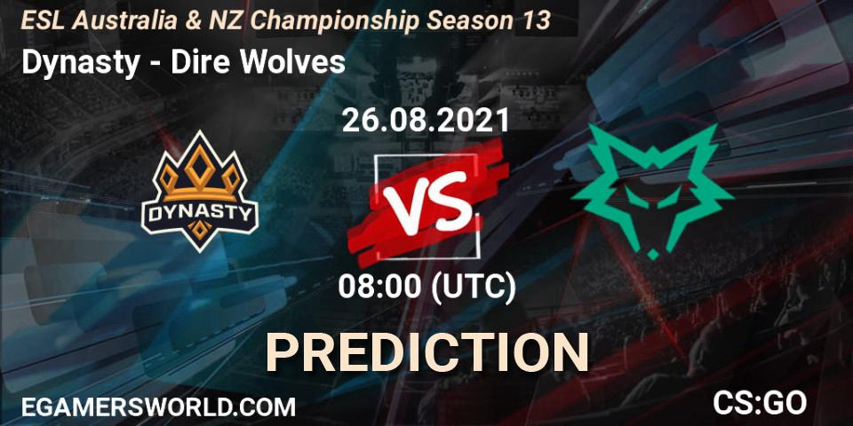 Dynasty - Dire Wolves: прогноз. 26.08.2021 at 08:00, Counter-Strike (CS2), ESL Australia & NZ Championship Season 13