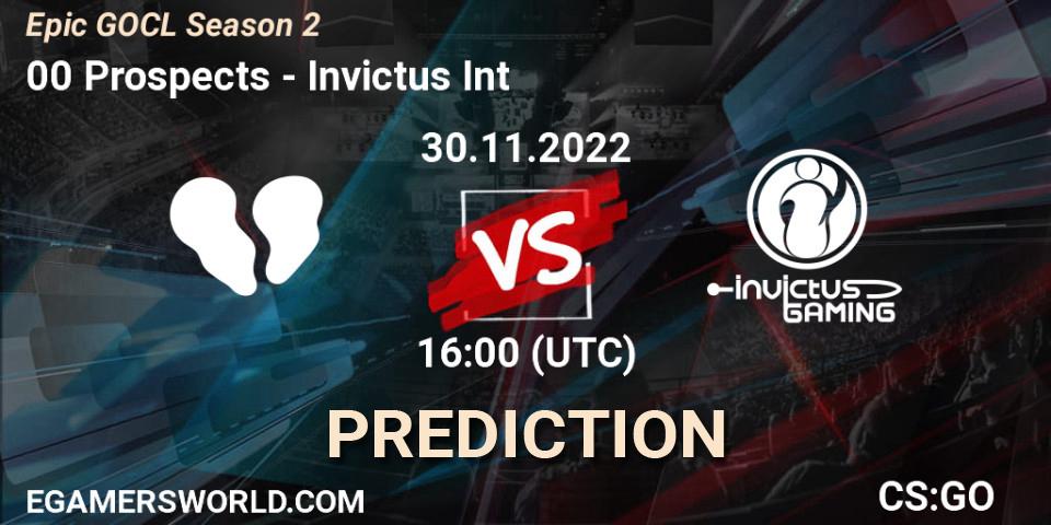 00 Prospects - Invictus Int: прогноз. 30.11.22, CS2 (CS:GO), Epic GOCL Season 2