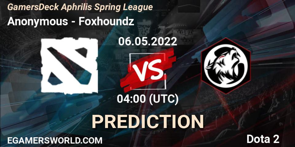 Anonymous - Foxhoundz: прогноз. 06.05.2022 at 03:48, Dota 2, GamersDeck Aphrilis Spring League