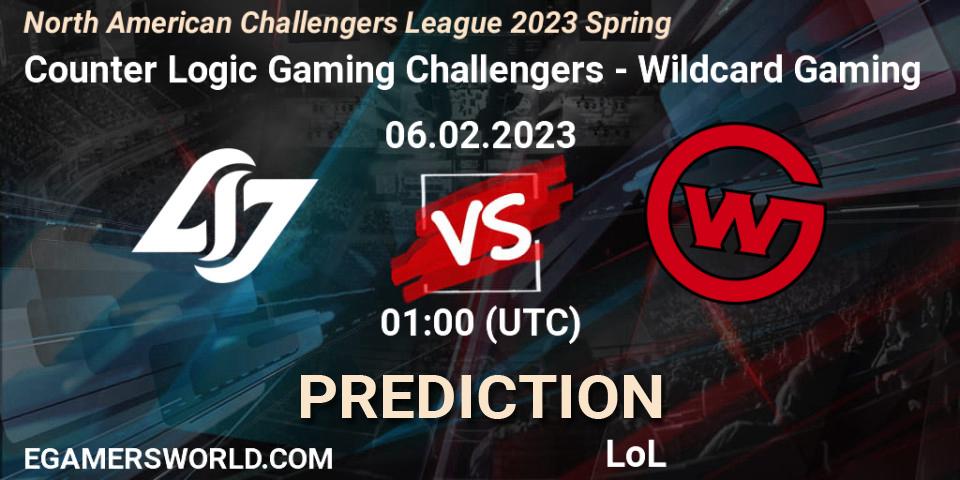 Counter Logic Gaming Challengers - Wildcard Gaming: прогноз. 06.02.23, LoL, NACL 2023 Spring - Group Stage