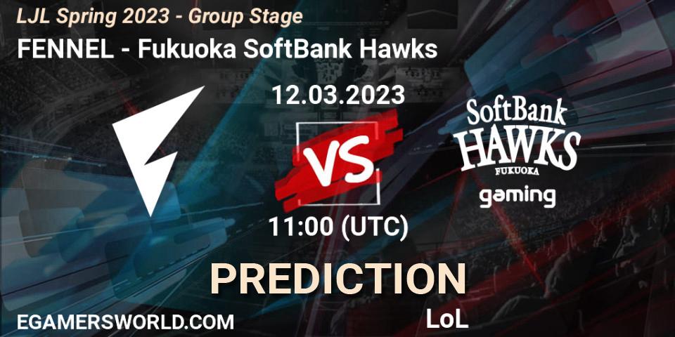 FENNEL - Fukuoka SoftBank Hawks: прогноз. 12.03.2023 at 11:30, LoL, LJL Spring 2023 - Group Stage