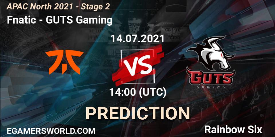 Fnatic - GUTS Gaming: прогноз. 14.07.2021 at 13:00, Rainbow Six, APAC North 2021 - Stage 2