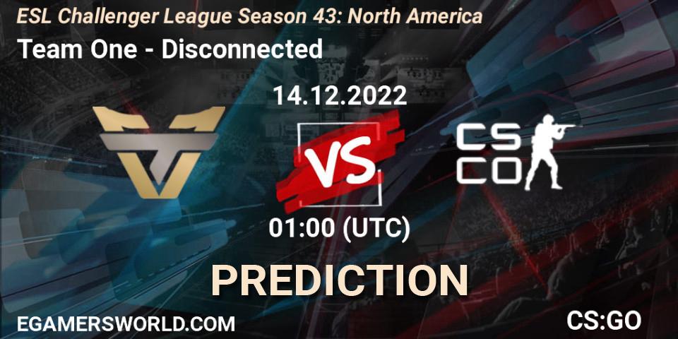 Team One - Disconnected: прогноз. 14.12.2022 at 01:30, Counter-Strike (CS2), ESL Challenger League Season 43: North America