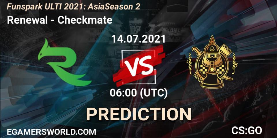 Renewal - Checkmate: прогноз. 14.07.2021 at 06:00, Counter-Strike (CS2), Funspark ULTI 2021: Asia Season 2