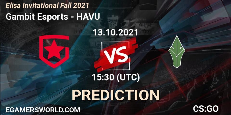 Gambit Esports - HAVU: прогноз. 13.10.2021 at 15:30, Counter-Strike (CS2), Elisa Invitational Fall 2021