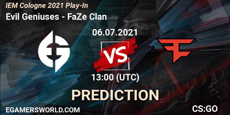 Evil Geniuses - FaZe Clan: прогноз. 06.07.2021 at 13:35, Counter-Strike (CS2), IEM Cologne 2021 Play-In