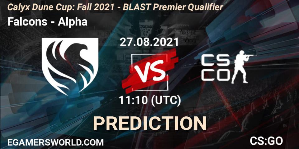 Falcons - Alpha: прогноз. 27.08.2021 at 11:10, Counter-Strike (CS2), Calyx Dune Cup: Fall 2021 - BLAST Premier Qualifier
