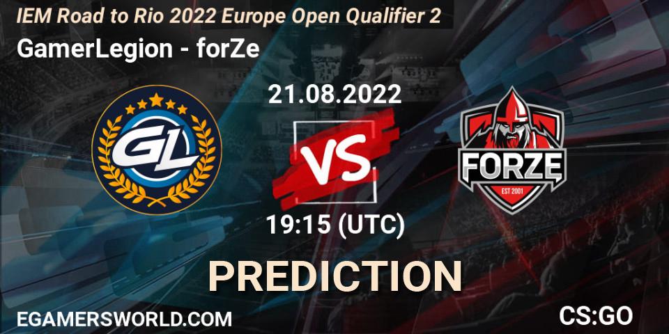 GamerLegion - forZe: прогноз. 21.08.2022 at 19:15, Counter-Strike (CS2), IEM Road to Rio 2022 Europe Open Qualifier 2