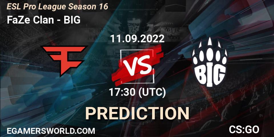 FaZe Clan - BIG: прогноз. 11.09.22, CS2 (CS:GO), ESL Pro League Season 16