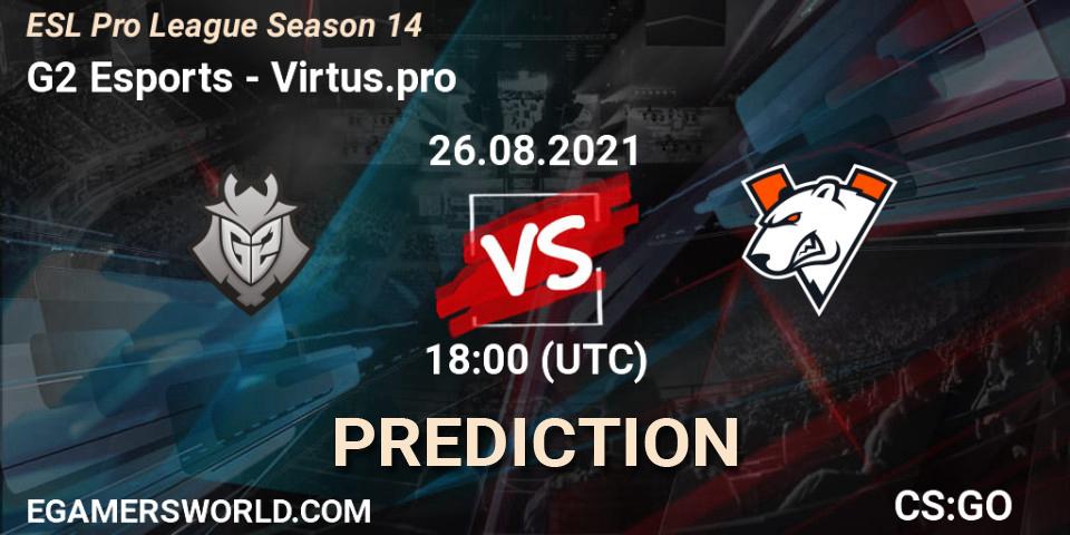 G2 Esports - Virtus.pro: прогноз. 26.08.2021 at 18:00, Counter-Strike (CS2), ESL Pro League Season 14