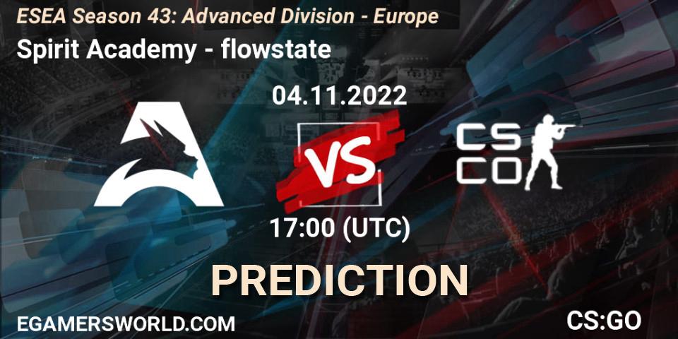 Spirit Academy - flowstate: прогноз. 04.11.2022 at 17:00, Counter-Strike (CS2), ESEA Season 43: Advanced Division - Europe