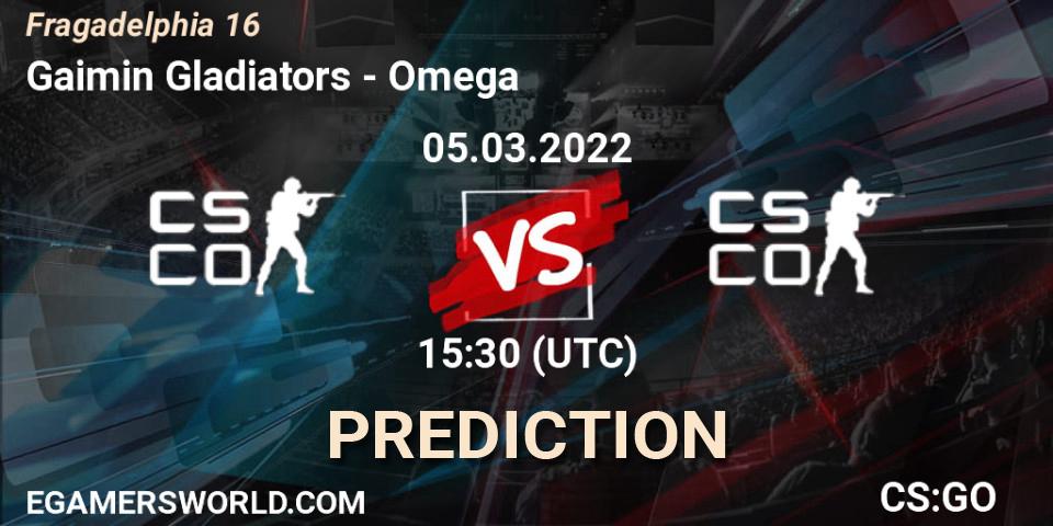 Gaimin Gladiators - Omega: прогноз. 05.03.2022 at 15:55, Counter-Strike (CS2), Fragadelphia 16