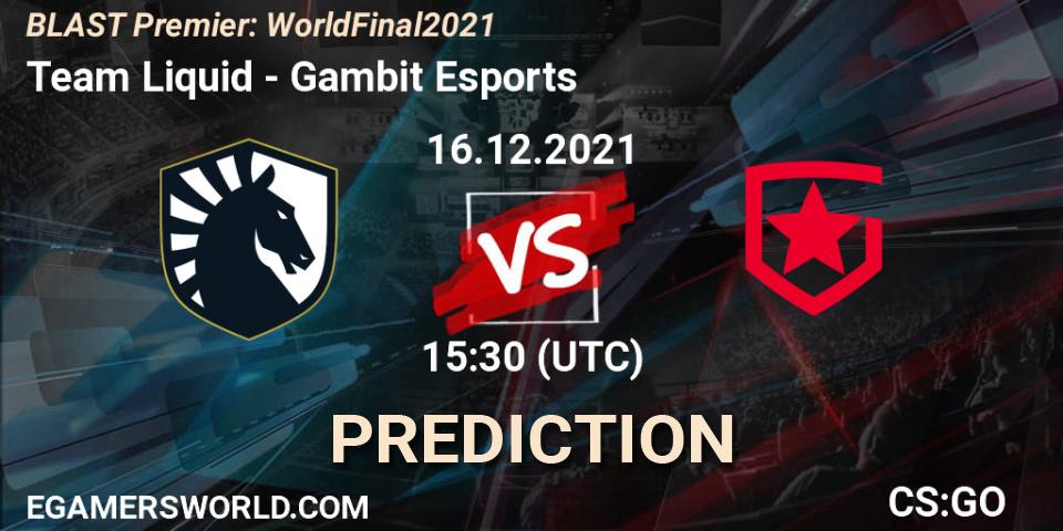 Team Liquid - Gambit Esports: прогноз. 16.12.21, CS2 (CS:GO), BLAST Premier: World Final 2021
