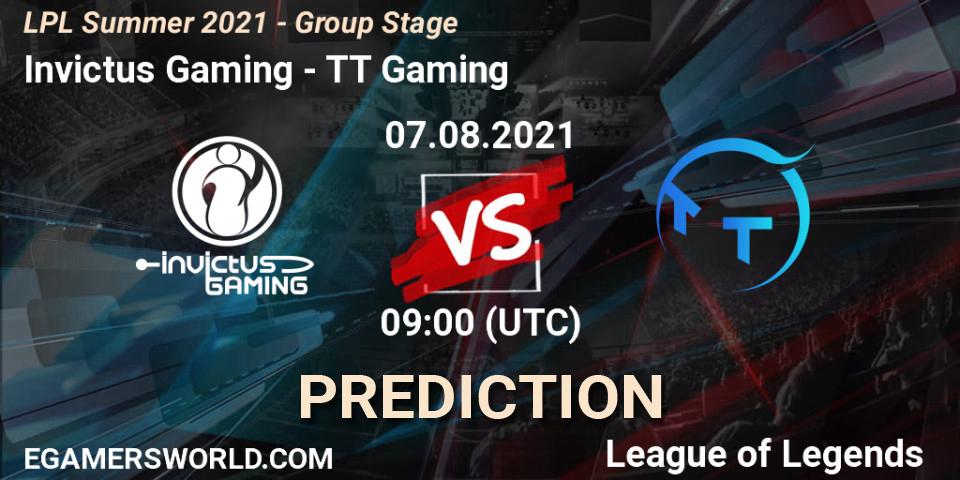 Invictus Gaming - TT Gaming: прогноз. 07.08.2021 at 09:00, LoL, LPL Summer 2021 - Group Stage