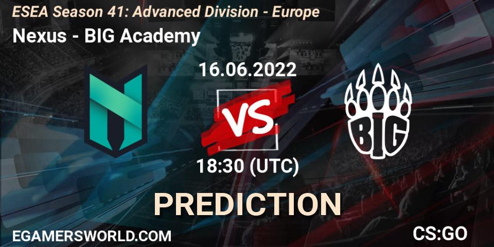 Nexus - BIG Academy: прогноз. 17.06.2022 at 12:00, Counter-Strike (CS2), ESEA Season 41: Advanced Division - Europe