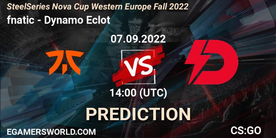 fnatic - Dynamo Eclot: прогноз. 07.09.2022 at 14:00, Counter-Strike (CS2), SteelSeries Nova Cup Western Europe Fall 2022