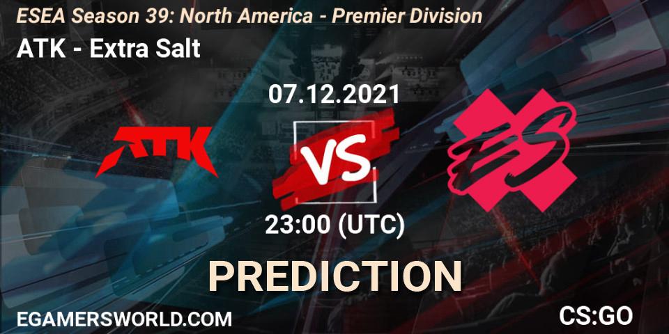 ATK - Extra Salt: прогноз. 07.12.2021 at 23:00, Counter-Strike (CS2), ESEA Season 39: North America - Premier Division