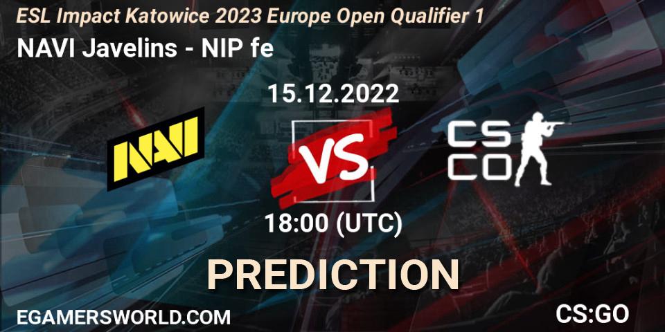 NAVI Javelins - NIP Female: прогноз. 15.12.2022 at 18:00, Counter-Strike (CS2), ESL Impact Katowice 2023 Europe Open Qualifier 1