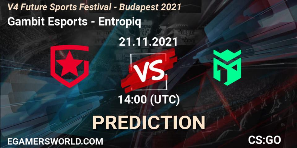 Gambit Esports - Entropiq: прогноз. 21.11.2021 at 14:00, Counter-Strike (CS2), V4 Future Sports Festival - Budapest 2021