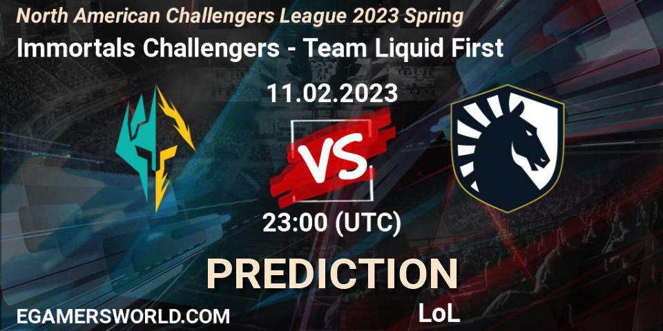 Immortals Challengers - Team Liquid First: прогноз. 11.02.2023 at 23:15, LoL, NACL 2023 Spring - Group Stage