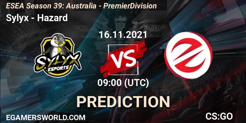 Sylyx - Hazard: прогноз. 16.11.2021 at 09:00, Counter-Strike (CS2), ESEA Season 39: Australia - Premier Division