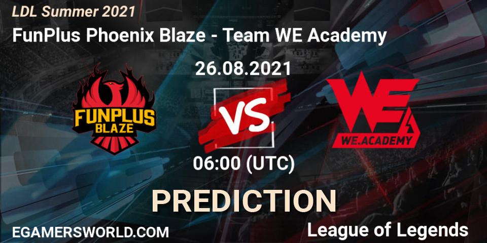FunPlus Phoenix Blaze - Team WE Academy: прогноз. 26.08.2021 at 06:00, LoL, LDL Summer 2021