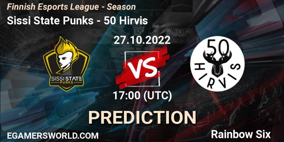 Sissi State Punks - 50 Hirvis: прогноз. 27.10.2022 at 17:00, Rainbow Six, Finnish Esports League - Season 