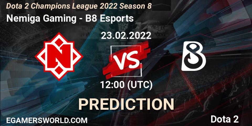 Nemiga Gaming - B8 Esports: прогноз. 23.02.2022 at 12:00, Dota 2, Dota 2 Champions League 2022 Season 8