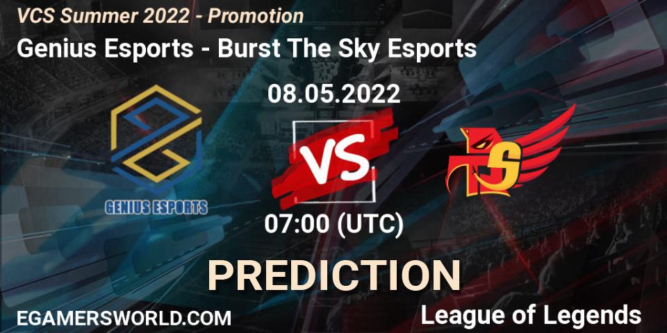 Genius Esports - Burst The Sky Esports: прогноз. 08.05.2022 at 07:00, LoL, VCS Summer 2022 - Promotion