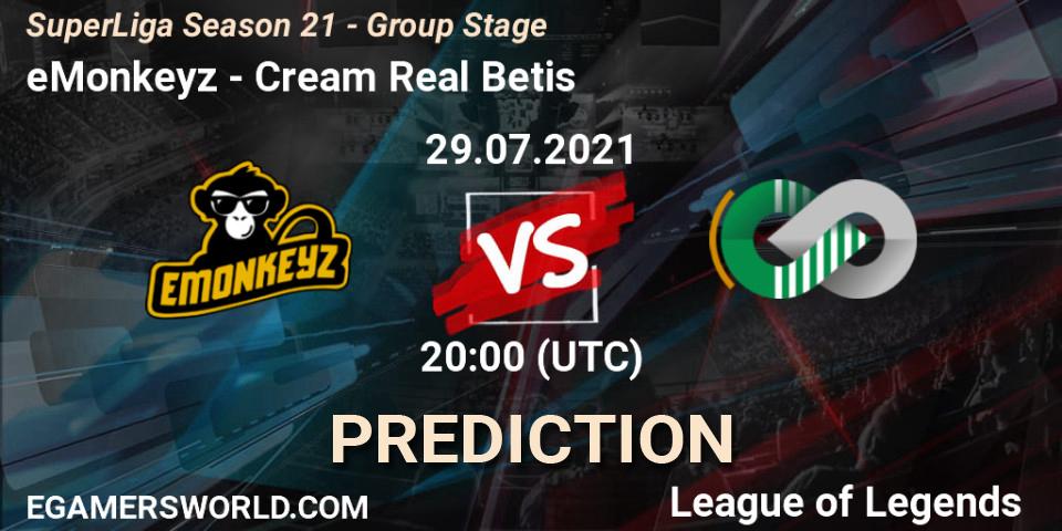 eMonkeyz - Cream Real Betis: прогноз. 29.07.2021 at 16:00, LoL, SuperLiga Season 21 - Group Stage 