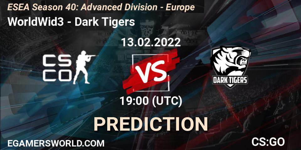 WorldWid3 - Dark Tigers: прогноз. 13.02.2022 at 19:00, Counter-Strike (CS2), ESEA Season 40: Advanced Division - Europe