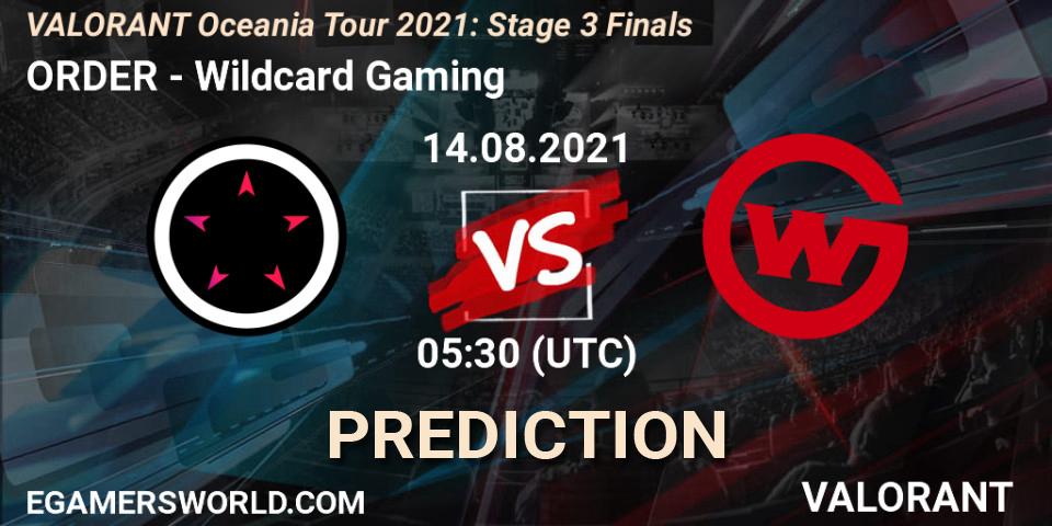 ORDER - Wildcard Gaming: прогноз. 14.08.2021 at 05:30, VALORANT, VALORANT Oceania Tour 2021: Stage 3 Finals