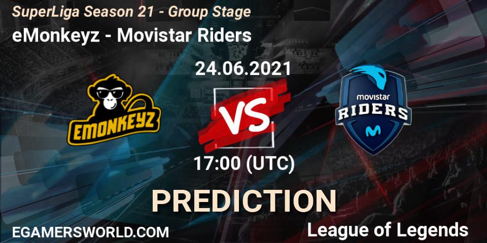 eMonkeyz - Movistar Riders: прогноз. 24.06.2021 at 17:00, LoL, SuperLiga Season 21 - Group Stage 