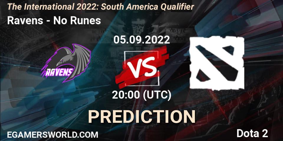 Ravens - No Runes: прогноз. 05.09.2022 at 19:22, Dota 2, The International 2022: South America Qualifier