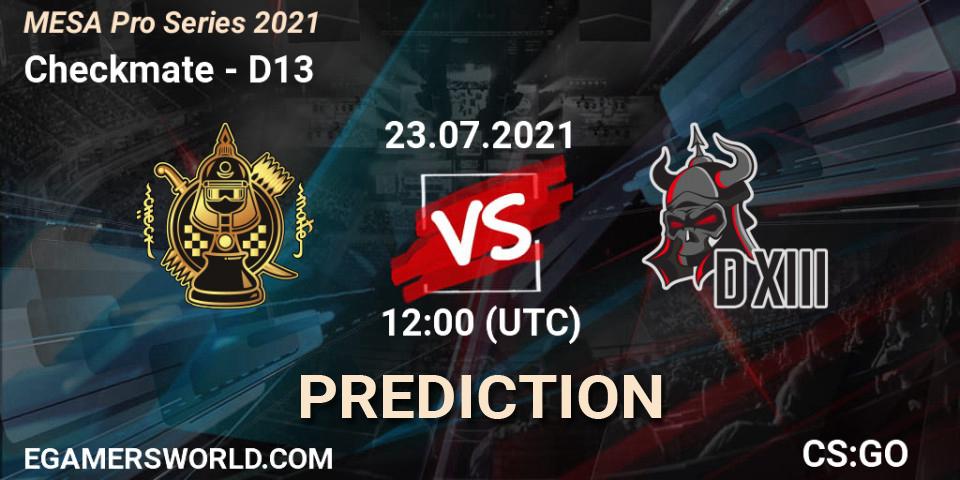 Checkmate - D13: прогноз. 23.07.2021 at 12:00, Counter-Strike (CS2), MESA Pro Series 2021
