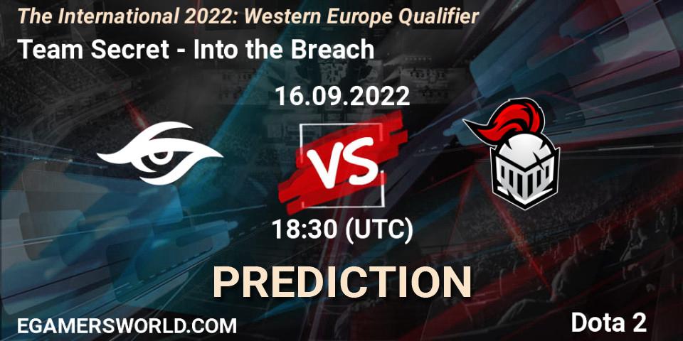 Team Secret - Into the Breach: прогноз. 17.09.2022 at 10:00, Dota 2, The International 2022: Western Europe Qualifier