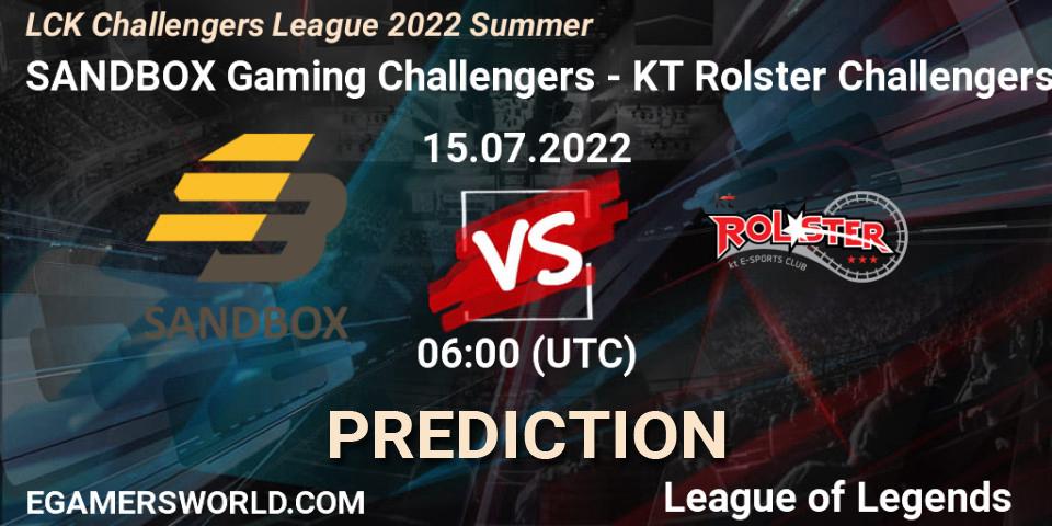SANDBOX Gaming Challengers - KT Rolster Challengers: прогноз. 15.07.2022 at 06:00, LoL, LCK Challengers League 2022 Summer