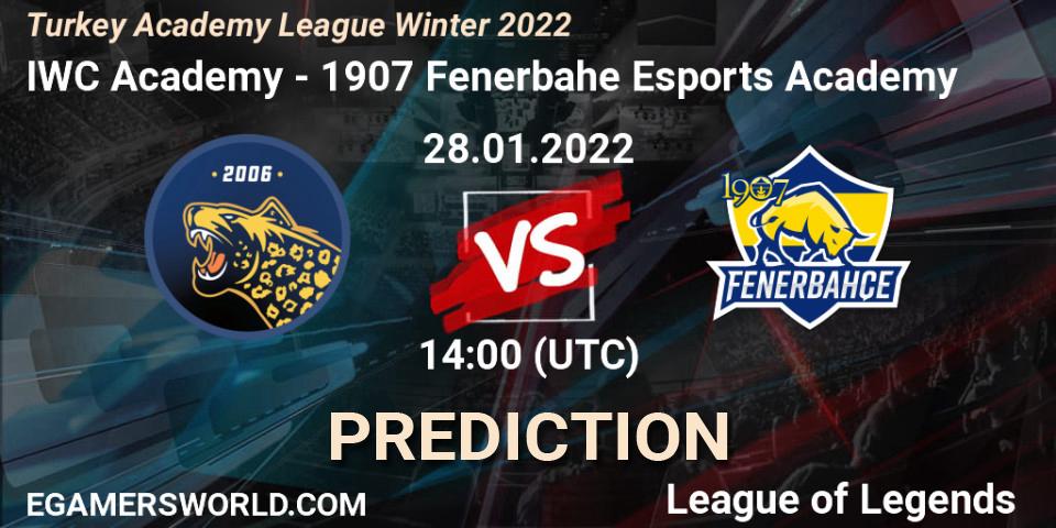 IWC Academy - 1907 Fenerbahçe Esports Academy: прогноз. 28.01.2022 at 14:00, LoL, Turkey Academy League Winter 2022