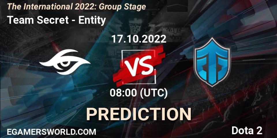 Team Secret - Entity: прогноз. 17.10.2022 at 11:26, Dota 2, The International 2022: Group Stage
