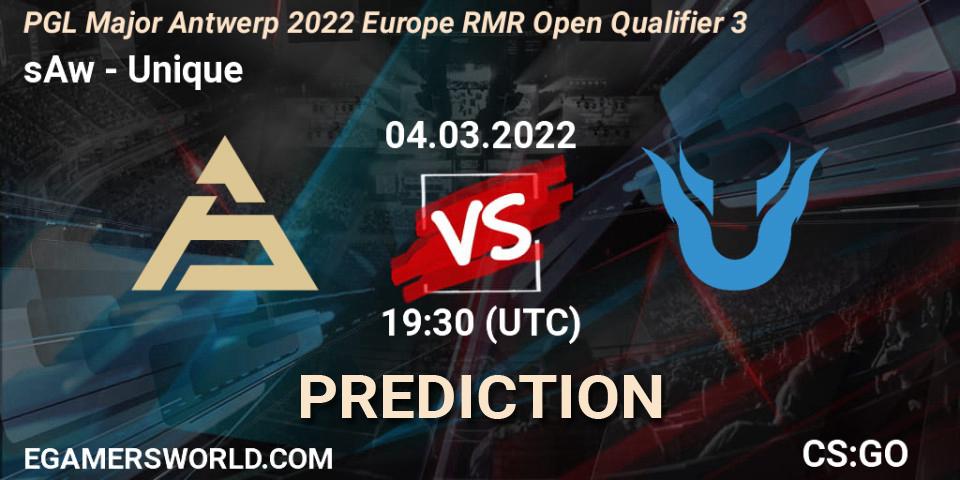 sAw - Unique: прогноз. 04.03.2022 at 19:30, Counter-Strike (CS2), PGL Major Antwerp 2022 Europe RMR Open Qualifier 3