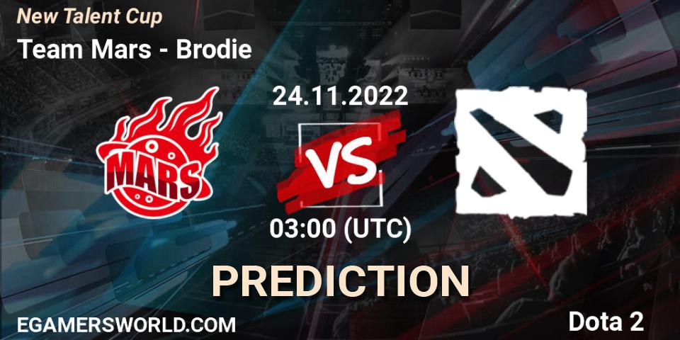 Team Mars - Brodie: прогноз. 24.11.2022 at 03:00, Dota 2, New Talent Cup