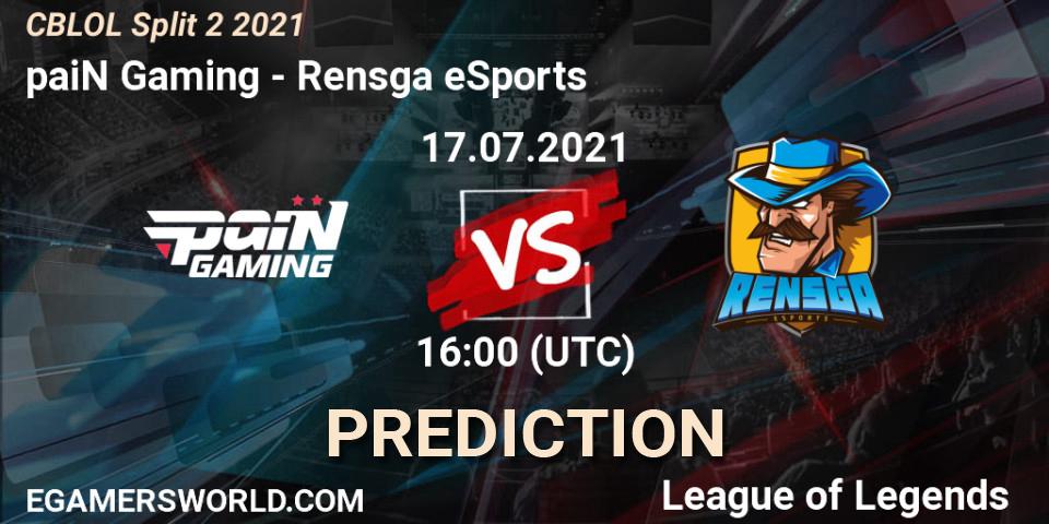 paiN Gaming - Rensga eSports: прогноз. 17.07.2021 at 16:00, LoL, CBLOL Split 2 2021