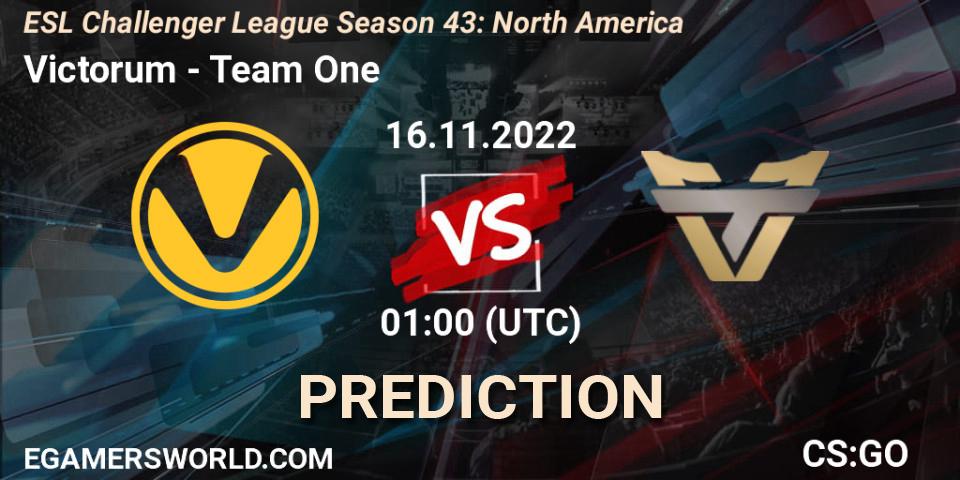 Victorum - Team One: прогноз. 16.11.22, CS2 (CS:GO), ESL Challenger League Season 43: North America