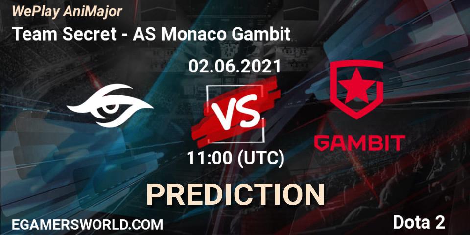 Team Secret - AS Monaco Gambit: прогноз. 02.06.21, Dota 2, WePlay AniMajor 2021