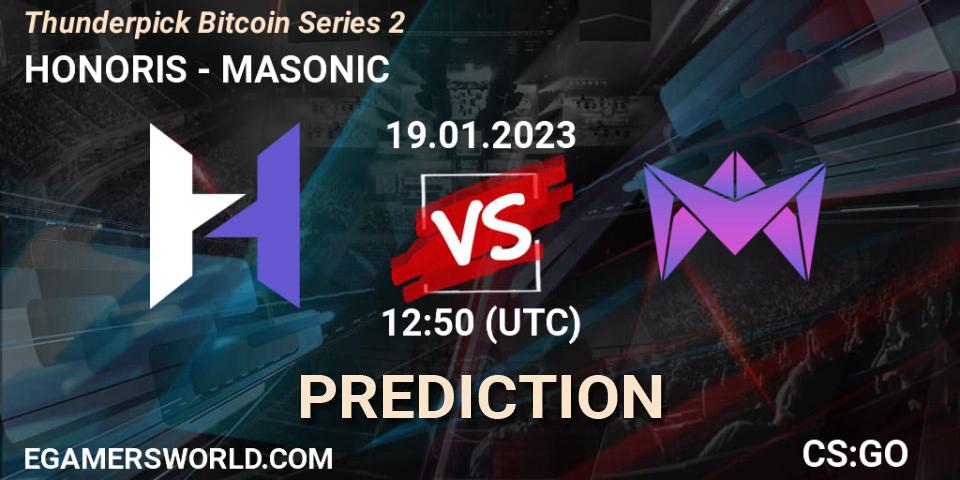 HONORIS - MASONIC: прогноз. 19.01.2023 at 13:30, Counter-Strike (CS2), Thunderpick Bitcoin Series 2
