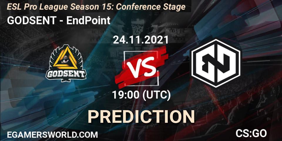 GODSENT - EndPoint: прогноз. 24.11.2021 at 19:00, Counter-Strike (CS2), ESL Pro League Season 15: Conference Stage