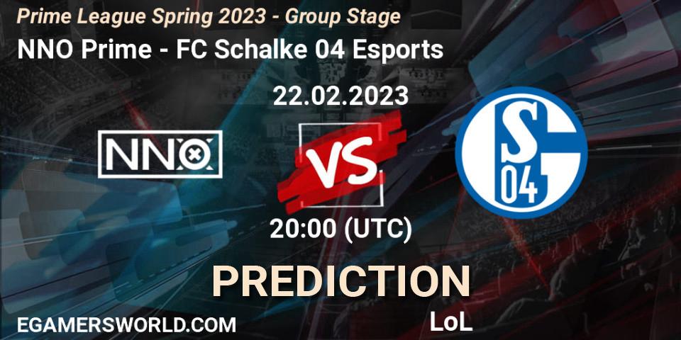 NNO Prime - FC Schalke 04 Esports: прогноз. 22.02.2023 at 20:00, LoL, Prime League Spring 2023 - Group Stage