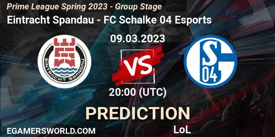 Eintracht Spandau - FC Schalke 04 Esports: прогноз. 09.03.2023 at 19:00, LoL, Prime League Spring 2023 - Group Stage