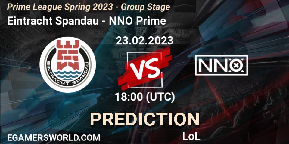 Eintracht Spandau - NNO Prime: прогноз. 23.02.2023 at 19:00, LoL, Prime League Spring 2023 - Group Stage